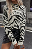 Animal-Print Knit Sweater with Round Neckline