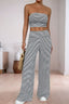 Striped Pants Set with Strapless Neckline
