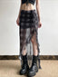 Drawstring Transparent Skirt Black / S