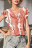 Tie-Dye V-Neck T-Shirt with Panel Details
