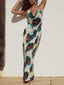 Halter Printed Maxi Dress with Contrast Details
