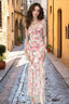 Floral Mesh Ruffled Maxi Dress