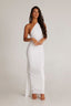 Polyester Stretch-Blend Maxi Dress with Layered Details