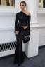High-Rise One-Shoulder Metal-Detail Skirt Set