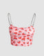 Strawberry-Print Polyester Top with Chain Details