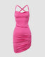 Polyester Stretch-Blend Side-Slit Mini Dress