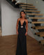 Plunging V-Neck Strap-Detail Maxi Dress with Pullover Design
