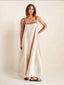 Contrast-Detail Dress with Cami Straps