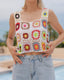 Daisy-Detail Floral Crochet Top