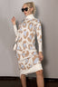 Leopard-Print Maxi Sweater Dress with High Neckline