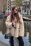 Faux-Fur Coat with Round Neckline