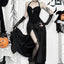 Dark Lace Patchwork Long Dress Beige / XS