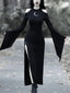 Moon Hollow Out Flare Sleeve Maxi Dress Black / S