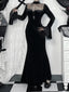 Spider Web Mesh Patchwork Long Dress Black / S