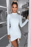 Crew-Neck Slim-Fit Dress with Long Sleeves