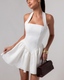 Crepe Halter Short Dress