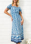 Boho Printed Square-Neck Dress