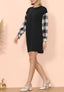 Plaid Crew-Neck Dress with Long Sleeves