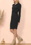 Ribbed Button-Detail Belted Dress