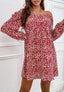 Gathered Printed Dress with Off-Shoulder Neckline