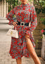 Vintage-Inspired Floral Dress with Long Sleeves