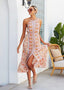 Floral Viscose Dress with Halter Neckline