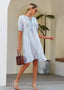 Dress with Crochet Detailing and Puff Sleeves
