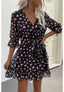 Printed Heart-Detail Dress with Ruffle Details