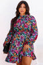Floral Polyester Dress with Ruffle Details