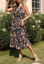Ruffled Floral Dress with Pleats