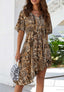 Animal-Print Polyester Dress with Round Neckline