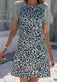 Raglan Leopard-Print Dress with Round Neckline