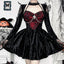 Crimson Lace Velvet Petite Dress Black / XS