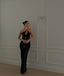 Plunging V-Neck Adjustable-Strap Maxi Dress with Open Back