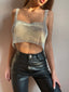 Rhinestone-Detail Cami Top with Sequins