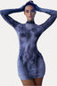 Crew-Neck Printed Dress with Slim Fit
