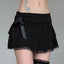 Low Waist Bow Stitching Mini Skirt Black / S