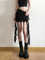 Mesh Patchwork Ruffled Mini Skirt Black / S
