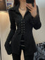 Y2k Slim Fit Gothic Blouse Black / S