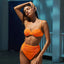 Lace Up Solid Push Up Bikini Set orange / S