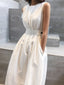 Polyester Crew-Neck Midi Dress