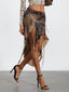 Flexible Waist Draped Frill Skirt Dark Brown / S