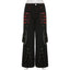 Chain-Detail Low-Rise Wide-Leg Pants with Bandage Styling