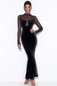 Velvet Mesh Maxi Dress with Panel Details