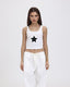 Star-Detail Stretch-Blend Cropped Tank Top with Polyester Fabric