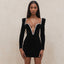 Plunging V-Neck Long-Sleeve Mini Dress
