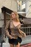 Animal-Print Leopard-Print V-Neck Cardigan