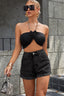 Denim High-Rise Shorts with Turn-Up Detail