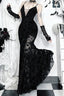 Gothic Maxi Gown with V-Neckline