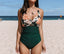 Floral Cut Out Back Tie One Piece Set green / XS